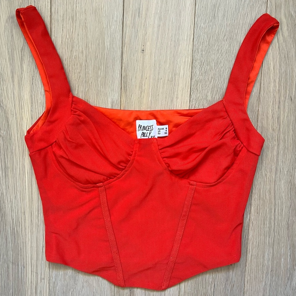 Princess Polly Red Ruched Bustier Crop Top